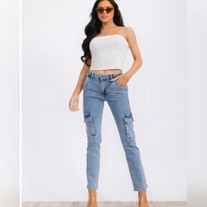 D2 NWT Dynamic Denim Cargo Pockets Button Closure Stretch Denim Sizes 1-11